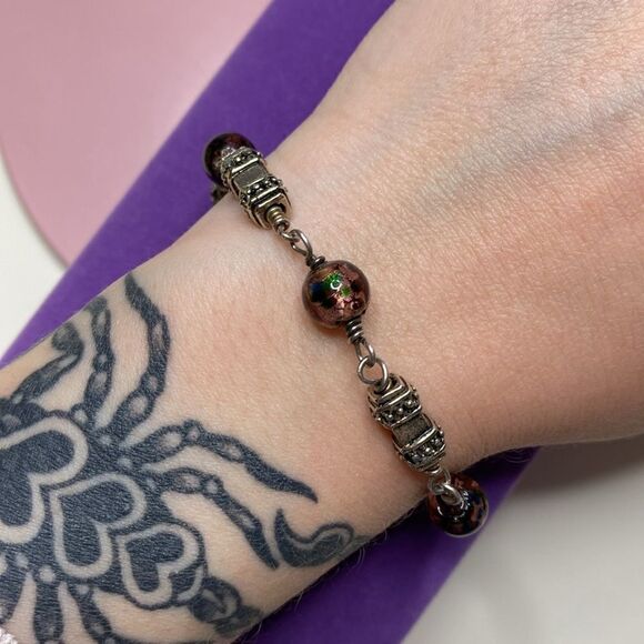 💛 925 Murano Glass Bead Bracelet - Picture 4 of 5